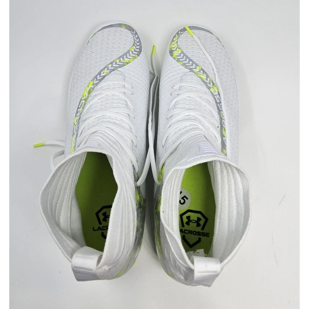 Under Armour Lacrosse Cleats Mens Sz 15 UA Highlight 2 MC White Neon Green Shoes